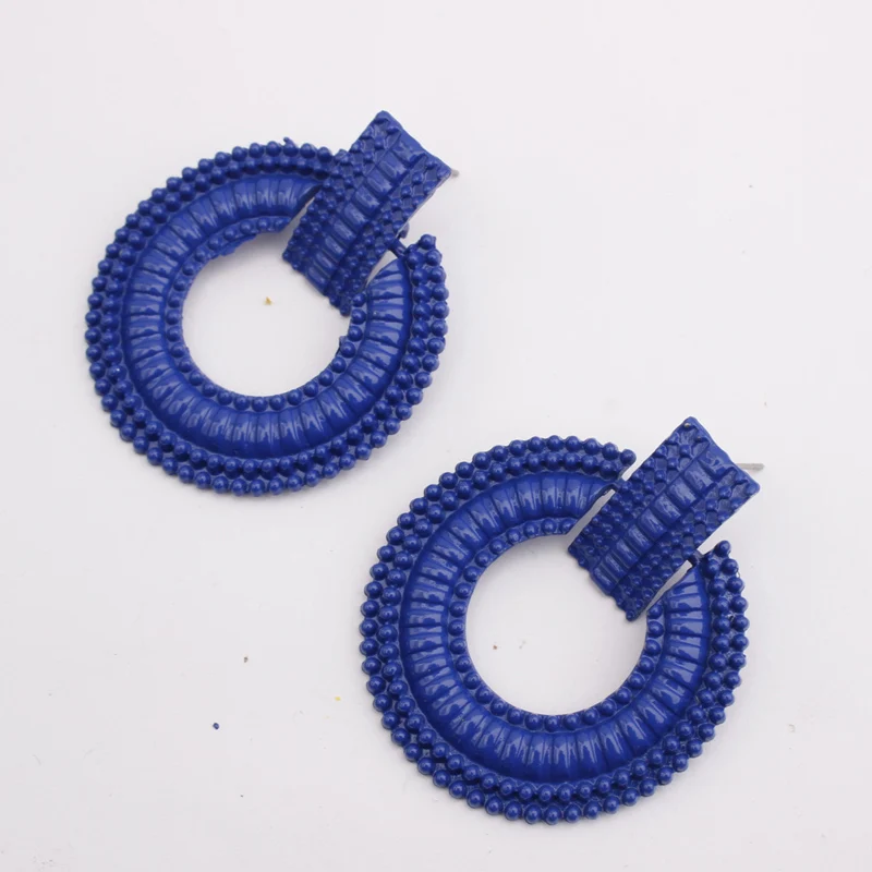 Геометрический круглые металлические серьги женский 2018 Краски эффект большие