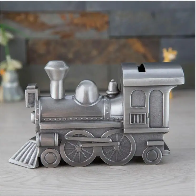 cartive retro train metal piggy bank money cash box for chirdren's saving safe coin dispenser PB062 | Дом и сад