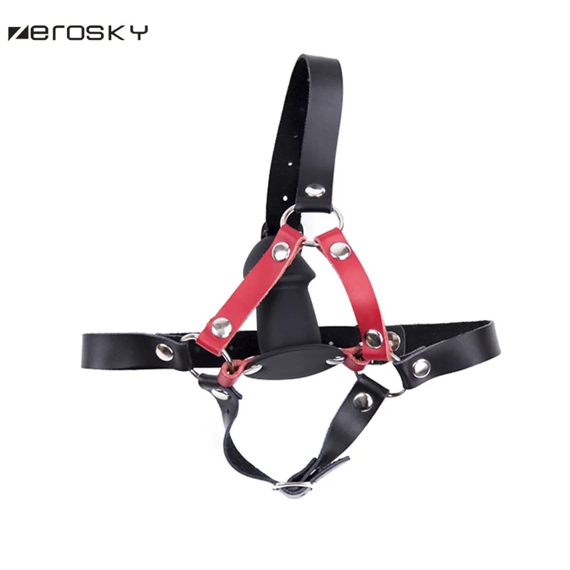 Zerosky Fetish Bondage Open Mouth Bite Silicone Penis Plug Dildo Gag Adult Sex Toys For Woman Couples Slave Game | Красота и здоровье