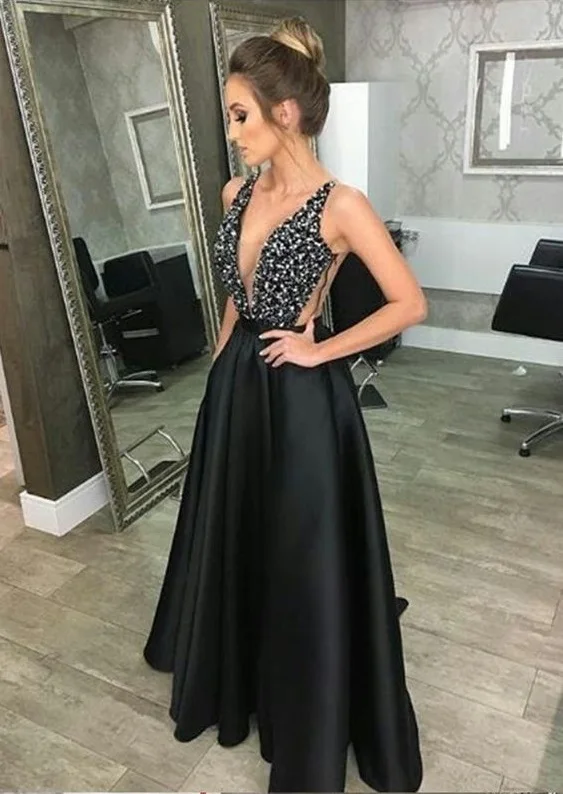 Женское длинное платье с открытой спиной черное элегантное макси высокой талией - Фото №1