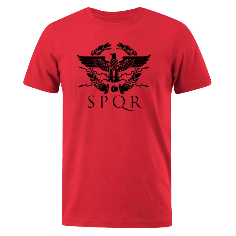 Мужские футболки SPQR Римский гладиатор Императорский Золотой орел летняя футболка мужская Harajuku футболка с коротким рукавом повседневные топы футболки - Цвет: red 1