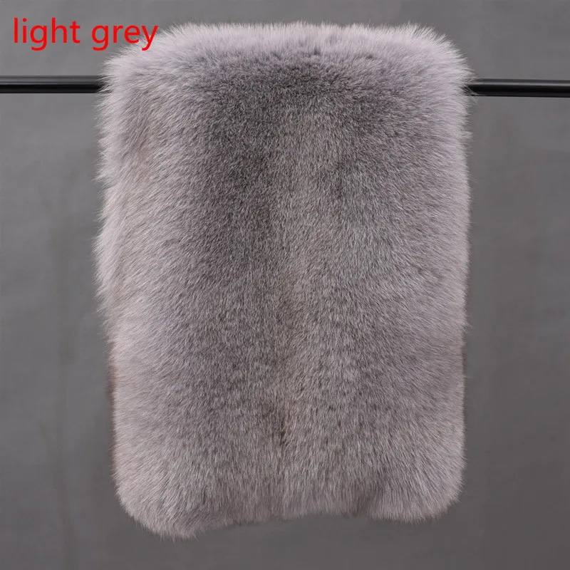 light grey Шуба из натурального Лисьего меха, имитирующая выдру, цветная Женская модная зимняя теплая Съемная шуба из лисьего меха - Цвет: light grey