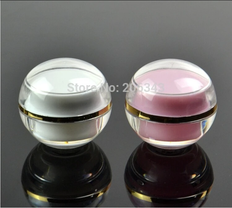 5 г розовый/жемчужно белый акрил шаровая банка с золотой линией косметический