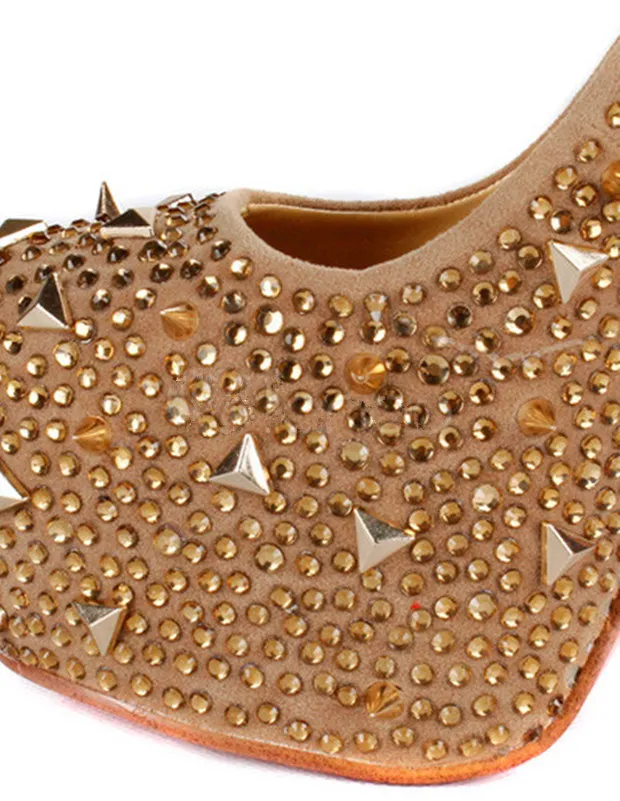 

GOOFLORON Women's heel shoes, gold water drill rivet shoes, women's high heel shoes fashion sexy women's shoes