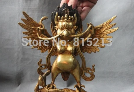 Bi0011834 Китайский буддизм медный бронзовая позолота Garuda статуя Будды peng bird | Дом и