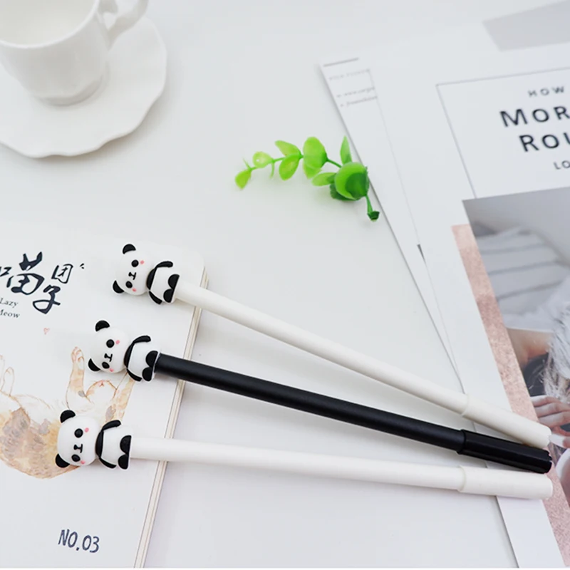 

2pcs/lot kawaii Students stationery Cartoon panda neutral pen needle 0.5 mm School office Neutral pen stationery gifts