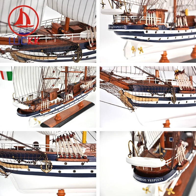 LUCKK 65 см AMERIGO VESPUCCI морская деревянная модель миниатюрная парусная лодка домашнее