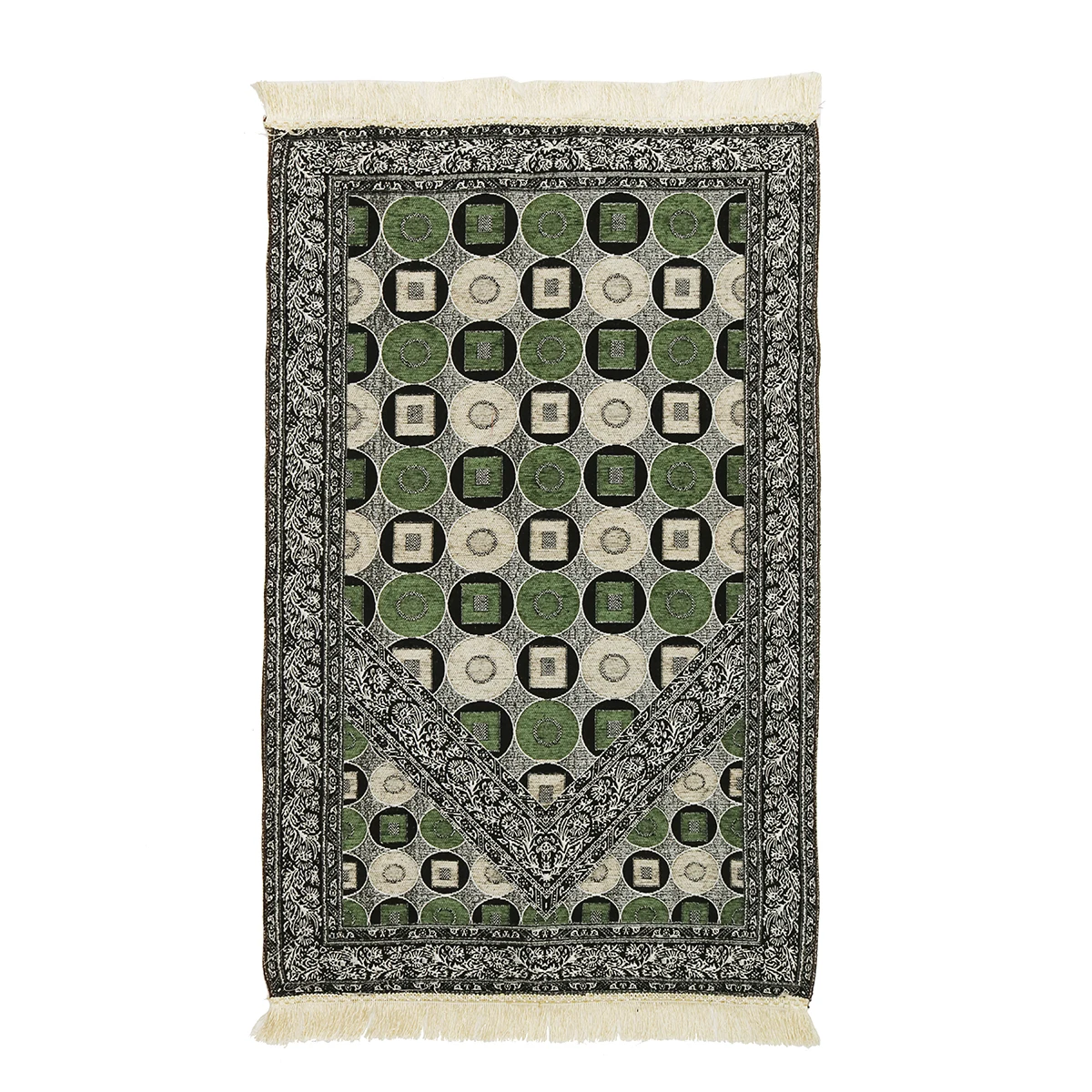 Зеленый KIWARW, толщина 70x110 см, Исламская мусульманская молитва, коврик, шениль, кисточка, для дома, гостиной, ванной, кухни, декоративный коврик - Цвет: Зеленый