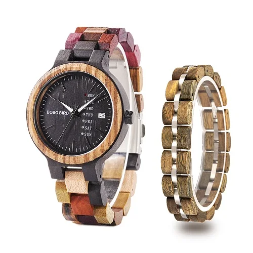 P14-4-S04-4 BOBO BIRD reloj hombre деревянный браслет из натурального дерева мужские часы ручной работы Авто Дата Цвет кварцевые наручные часы отличные подарки - Цвет: P14-4-S04-4