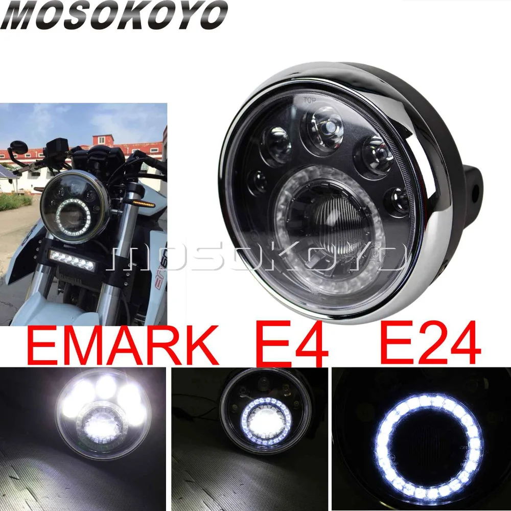 Светодиодный светильник 7 дюймовый круглый для мотоцикла E Mark E4 E24 бега Harley Cafe Racer