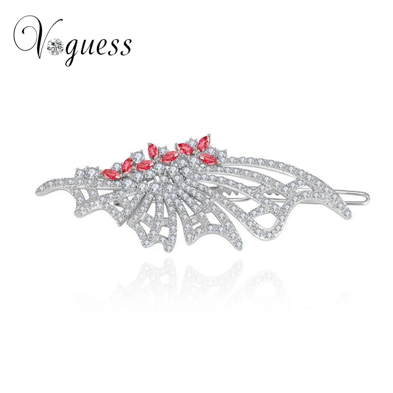 VOGUESS Women Elegant Half Butterfly Hairpins Hair Barrette White Gold Color Crystal Wings Clip Accessories | Украшения и