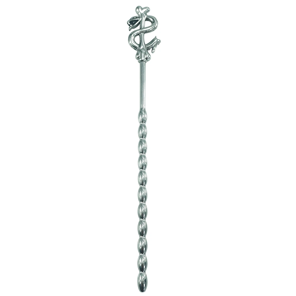 new special design Dia 6mm length 197mm stainless steel urethral catheter penis plug dilators with snake head sex toys for men |