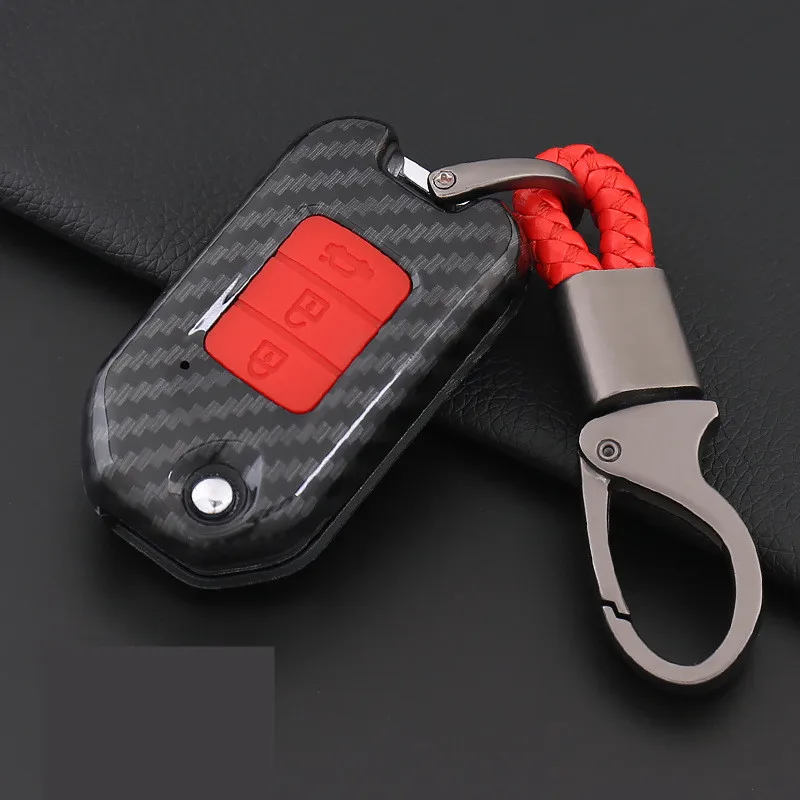 

Carbon Fiber Silicone Car Key Case Cover For Honda Civic CR-V HR-V Accord Jade Crider Odyssey 2015- 2018 Auto Protection Shell