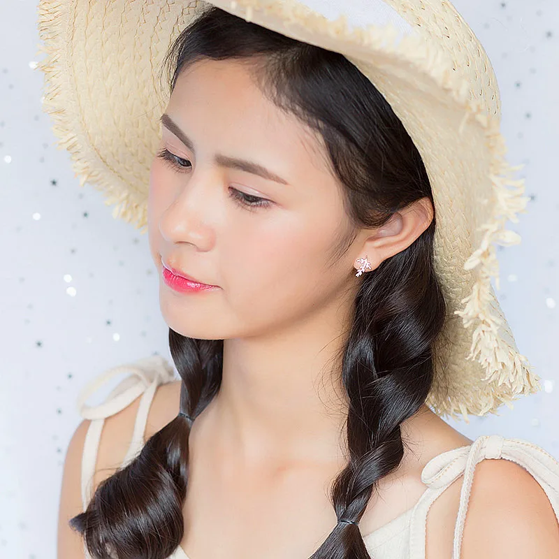 

INZATT Cute Plant Leaf Stud Earrings 100% 925 Sterling Silver Fine Jewelry For Women Party Accessories Pendientes Mujer Moda