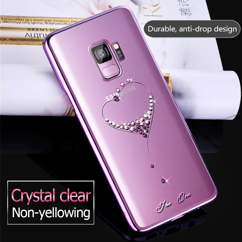 KINGXBAR для samsung s9 plus Сердце Симпатичные уполномоченный Swarovski горный хрусталь