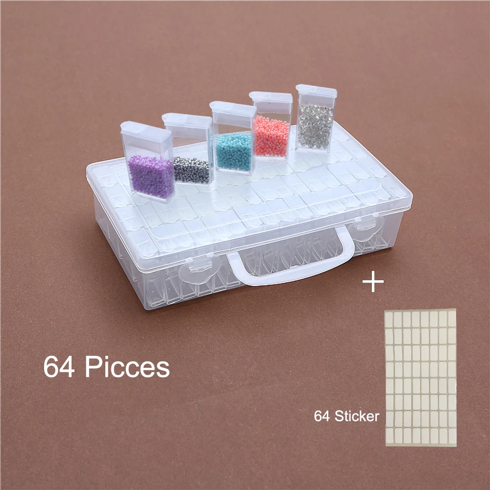 64 pcs Diamond Painting Tools Beads Container Rhinestone Embroidery Stone Storage Accessory Mosaic Convenience Box | Дом и сад