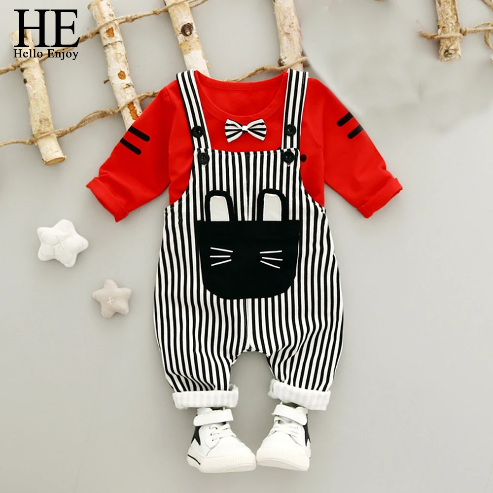 Одежда для маленьких мальчиков HE Hello Enjoy комплекты осенней одежды младенцев топы