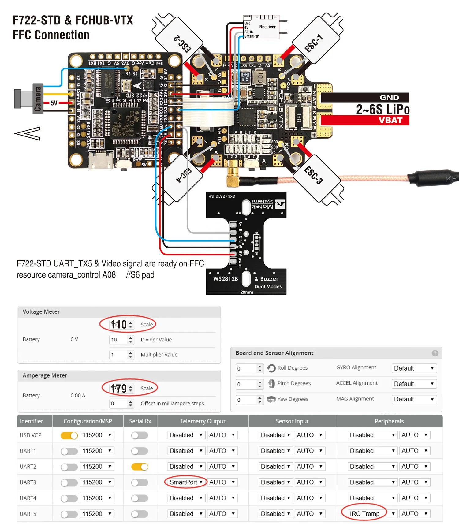 Matek Systems F722-STD F7 игровые джойстики особенности STM32F722RE, ICM20602, BMP280, BFOSD, Blackbox слот карты Micro SD DShot ESC