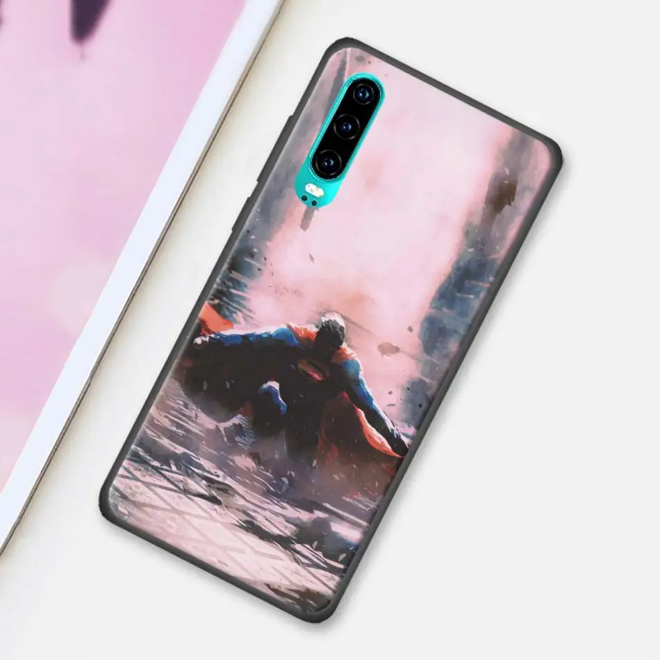 Черный чехол с логотипом Marvel СУПЕРМЕНА для huawei P30 20 Pro P10 P20 P30 Lite mate 10 20 Lite P Smart Plus чехол
