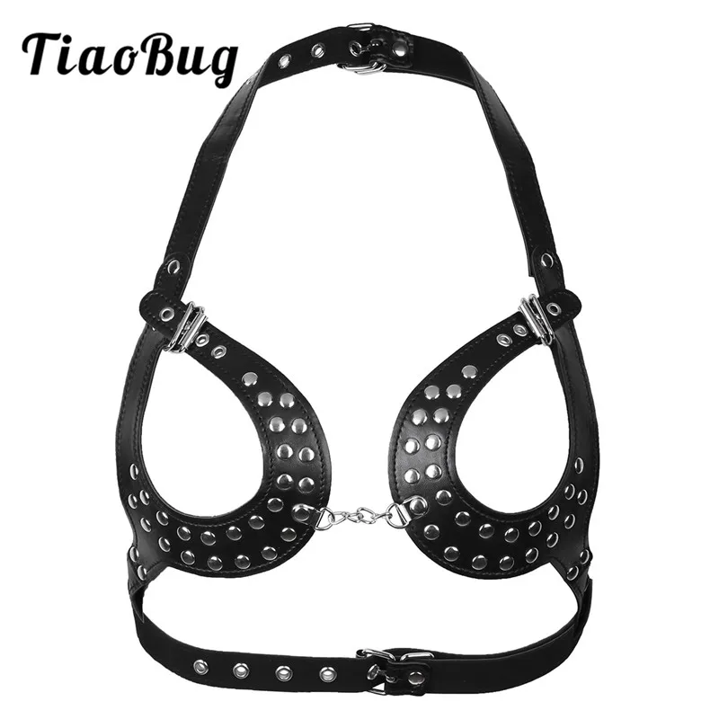 Женский сексуальный черный ремень TiaoBug из искусственной кожи с цепочкой и ремнем