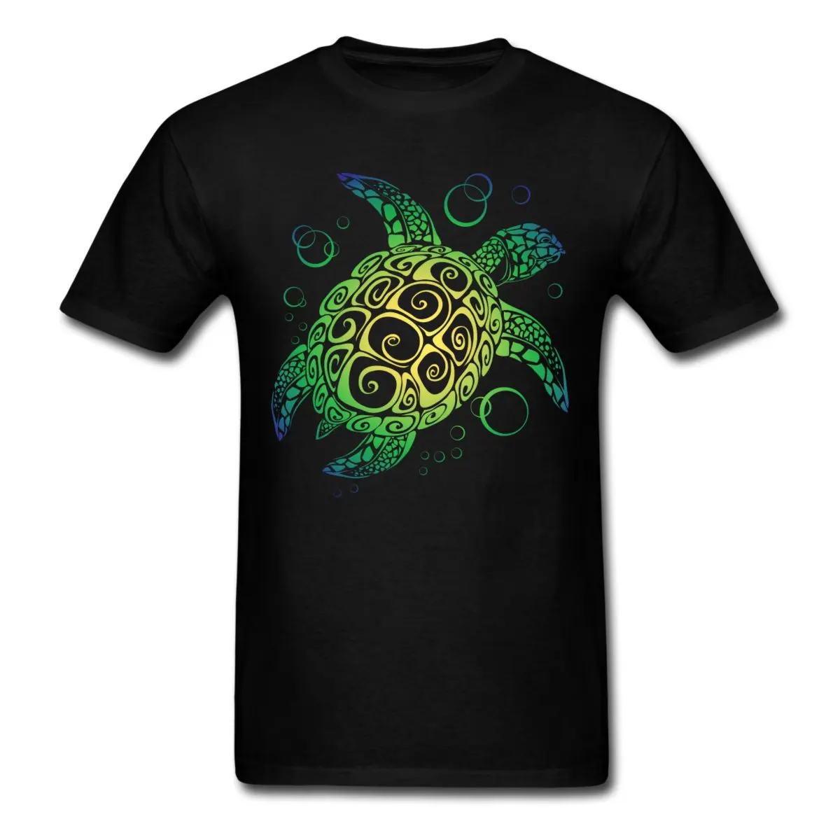 Мужская футболка из 100% хлопка с коротким рукавом и круглым вырезом Sea Turtle Swimmer Reptile