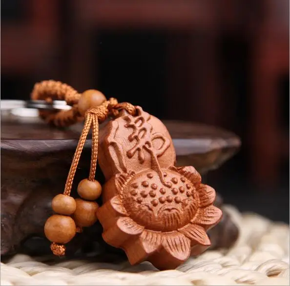 Брелок Будда lotus из натурального дерева брелок для ключей унисекс lucky flower брелки