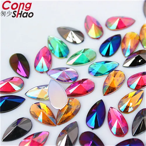 AB Mix color Cong Shao 100 шт 7*13 мм каплевидные Акриловые стразы с кристаллами AB не горячей фиксации Стразы e Droplet акриловые Пришивные блестящие стразы ZZ308 - Цвет: AB Mix color