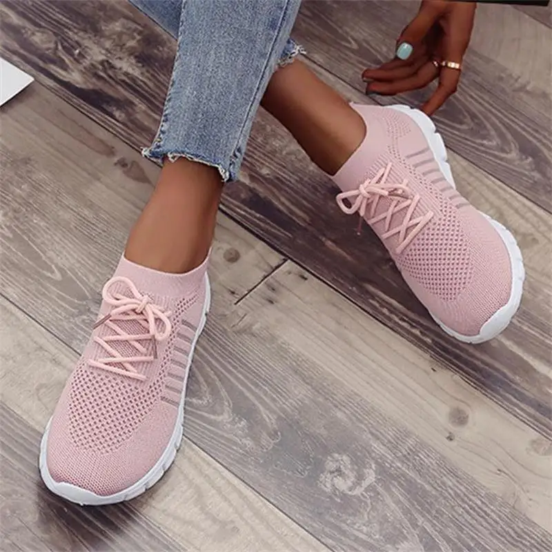 Кроссовки женские сетчатые дышащие мягкие однотонные без шнуровки на плоской