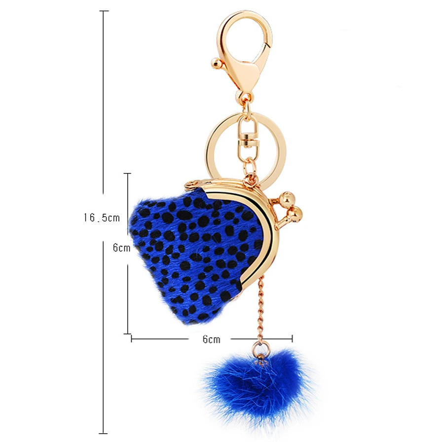 Charming Leopard Handbag Style Rabbit Fur Ball Keychain pom Pendant Jewelry Car Keyring Bag Keyfobs Chaveiros For Women R240 | Украшения и