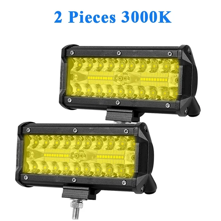 2 Piece Yellow LYKAS 7 дюймов светодиодный рабочий свет бар комбинированный луч для внедорожного грузовика 4WD 4x4 УАЗ светодиодные фары для мотоциклов 12 в 24 В - Цвет: 2 Piece Yellow