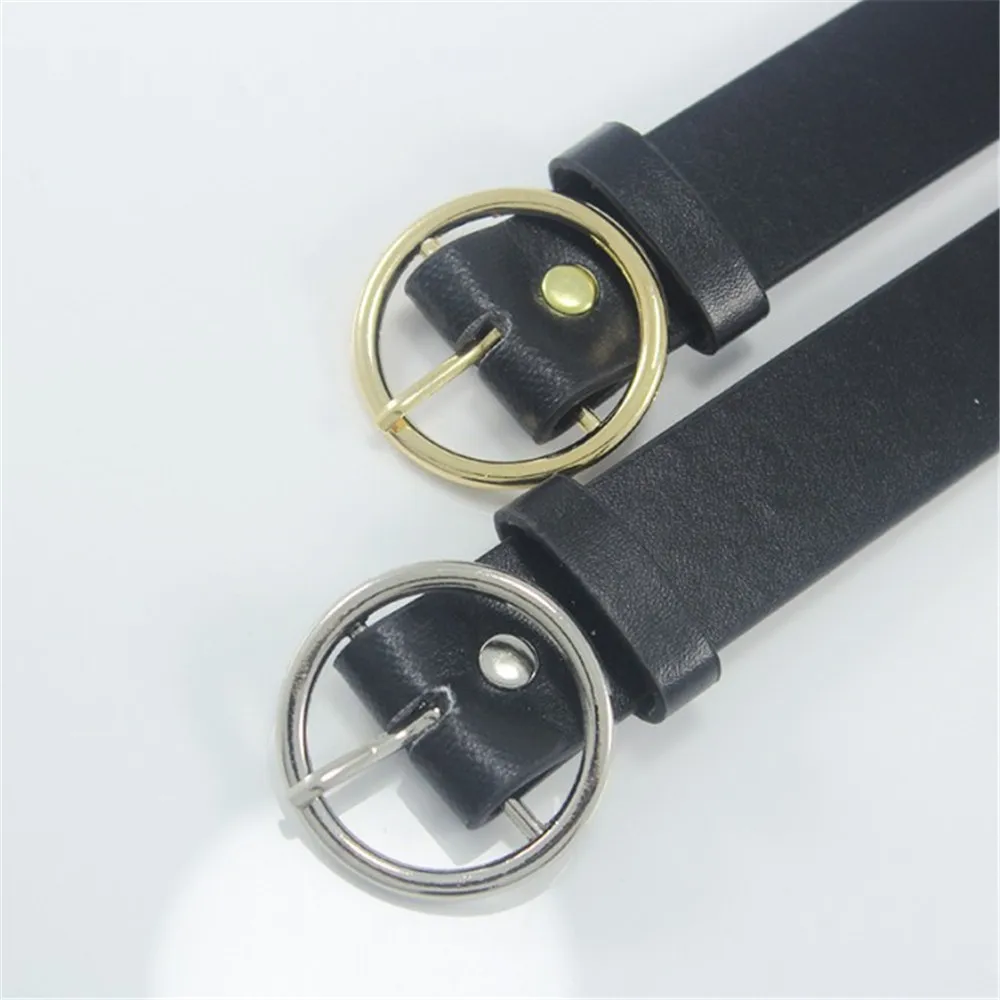

Fashion Waist Belt Lovely Big Ring Decorated Belts Pin Buckle Solid Leather Strap Wild Belts For Women 2 Color Hot Sale 2019