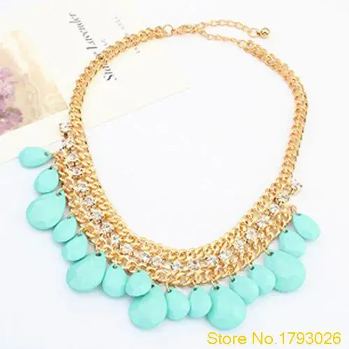 Deluxe Кристалл Золотая Цепь Смолы Кулон Шарм Многослойные Бусы Ожерелье женщины 4T6X