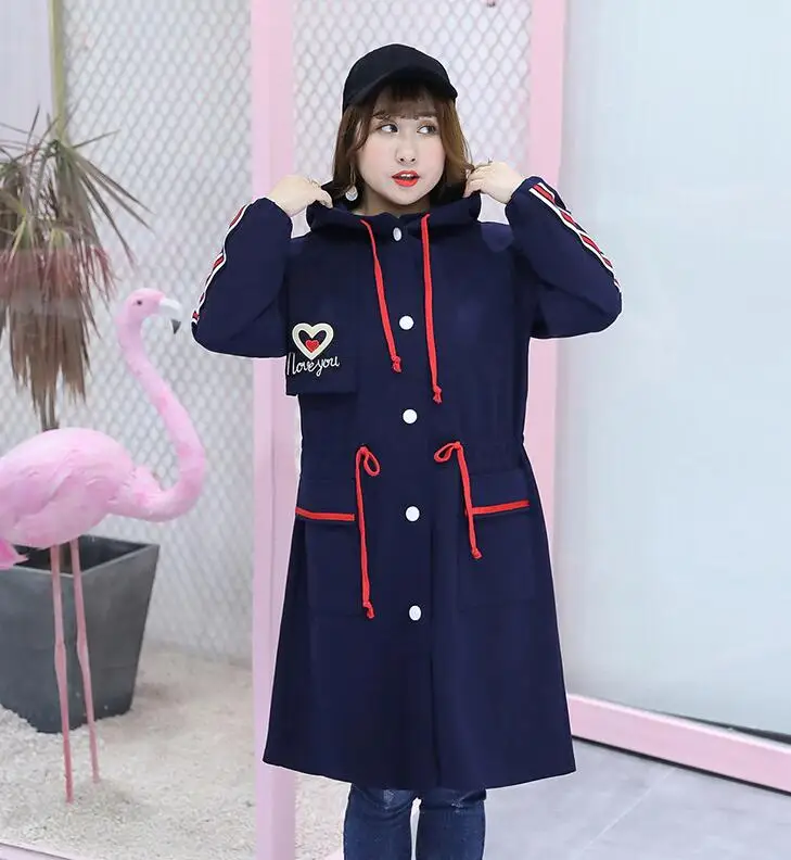 

Women's autumn winter long plus size hooded coat female windproof long casual trench outwear XL~4XL TB279