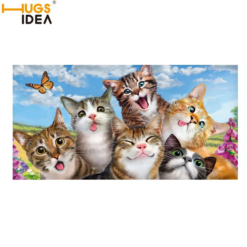 L4223Z31 HUGSIDEA забавный кот Selfie Print 2 шт./компл. Наборы полотенец плюшевое банное полотенце для лица быстросохнущее мягкое полотенце s Взрослый Детский абсорбирующий - Цвет: L4223Z31