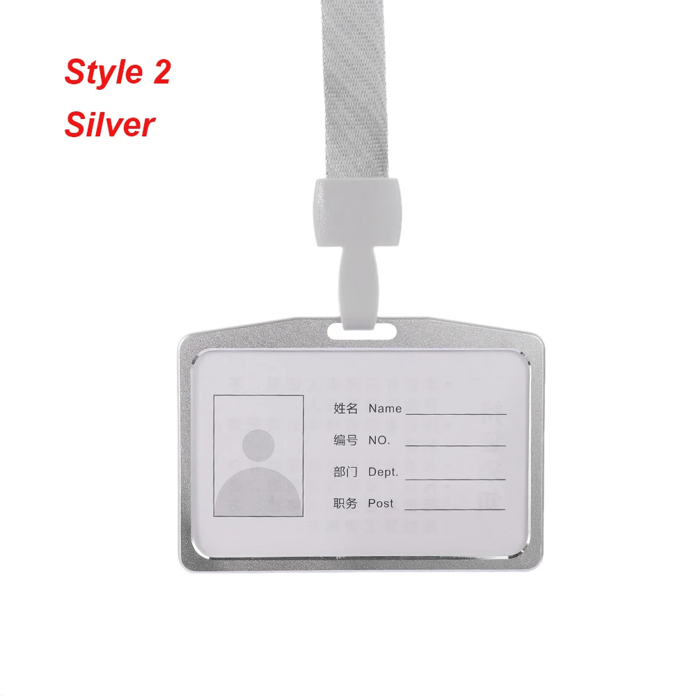 Style 2-Silver 1 шт. рабочий держатель для карт s с веревкой алюминиевый сплав держатель для карт имя работника ID карта Обложка металлический рабочий сертификат идентификационный значок - Цвет: Style 2-Silver