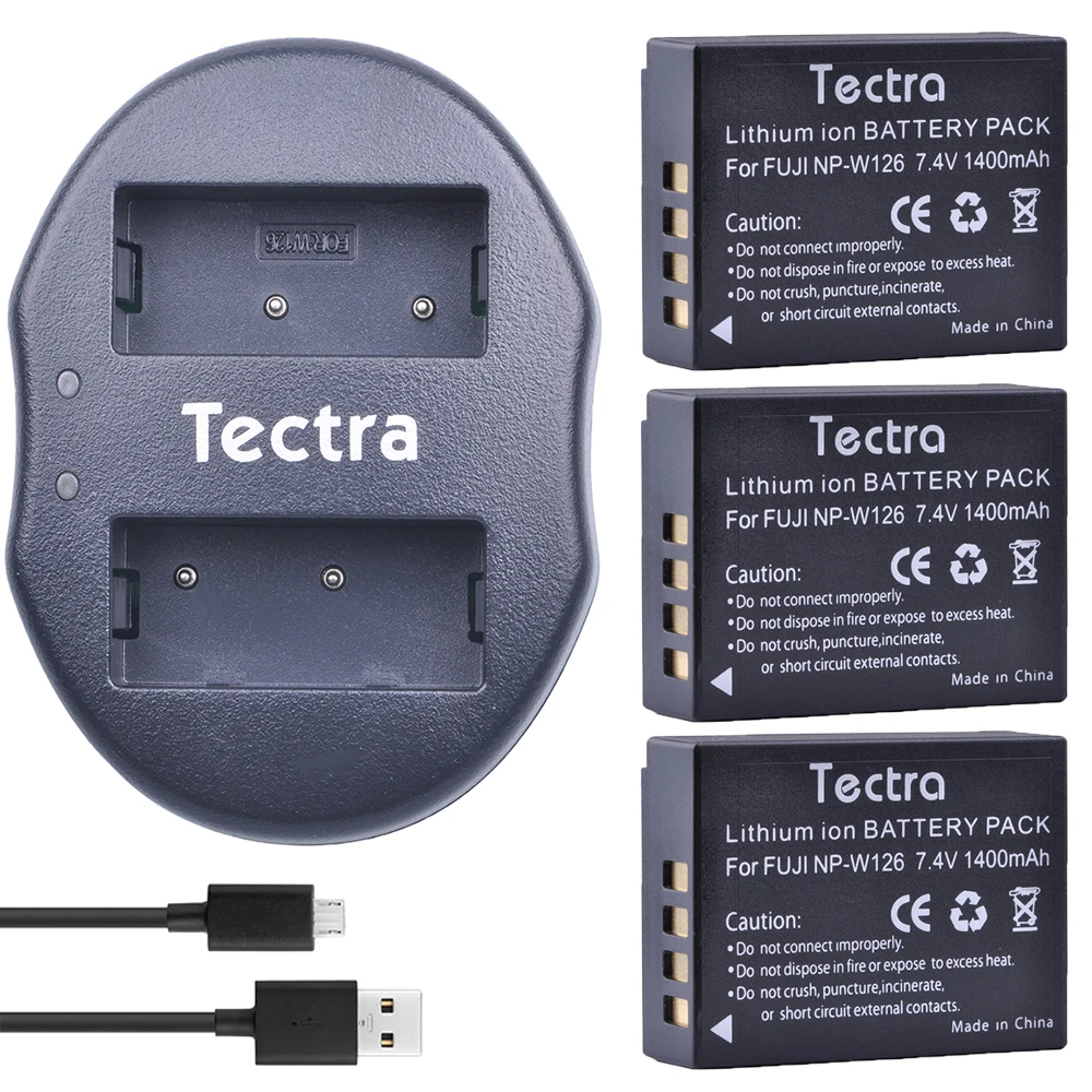 Tectra 3 шт. NP W126 камера Li Ion Bateria + USB двойное зарядное устройство для Fujifilm FinePix HS30EXR HS33EXR
