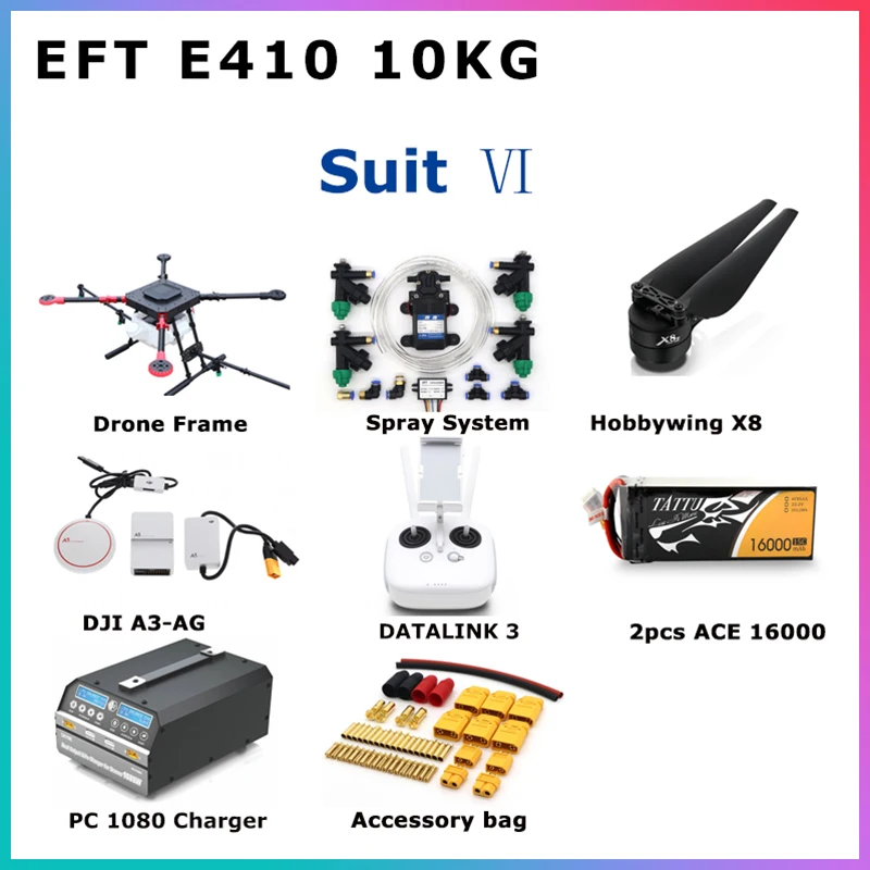 EFT 4 оси 10кг/10L распылительная система складной Квадрокоптер распылитель