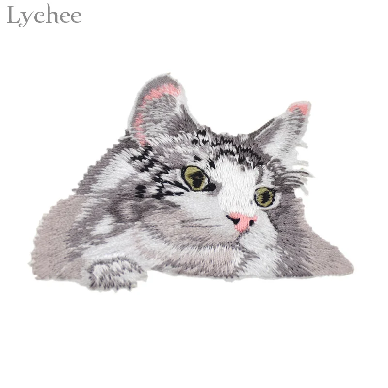 Lychee Life 1 шт. симпатичная вышитая кошка термоклейкая нашивка для одежды сделай сам