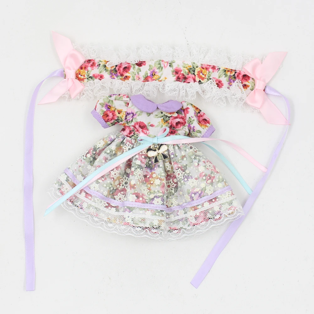 Наряды для куклы Blyth в стиле девушки Мори Цветочное платье украшение волос