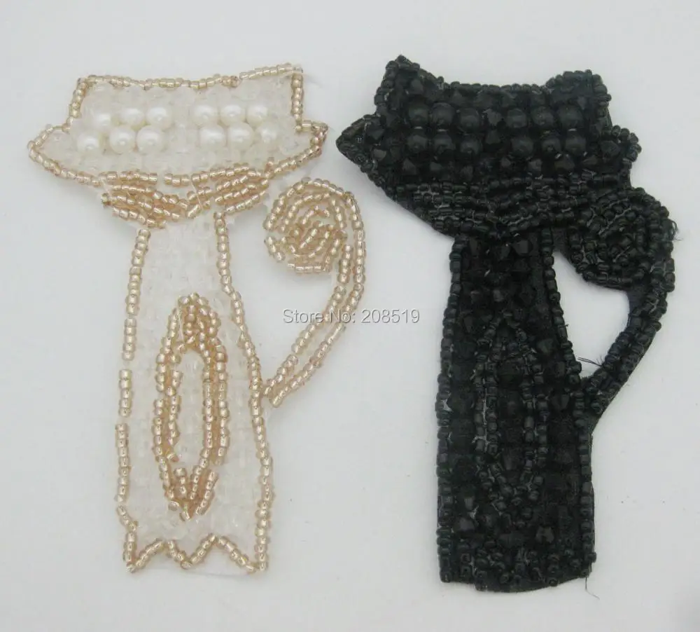 

PANONV beaded appliques 10pcs cat animal motif appliques clothes accessories