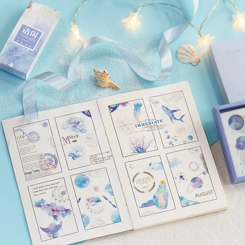 50 pcs/box Vintage Vapor wave flower Stars Sticker set Stationary Decorative Handbook Material Flakes Scrapbooking | Канцтовары для