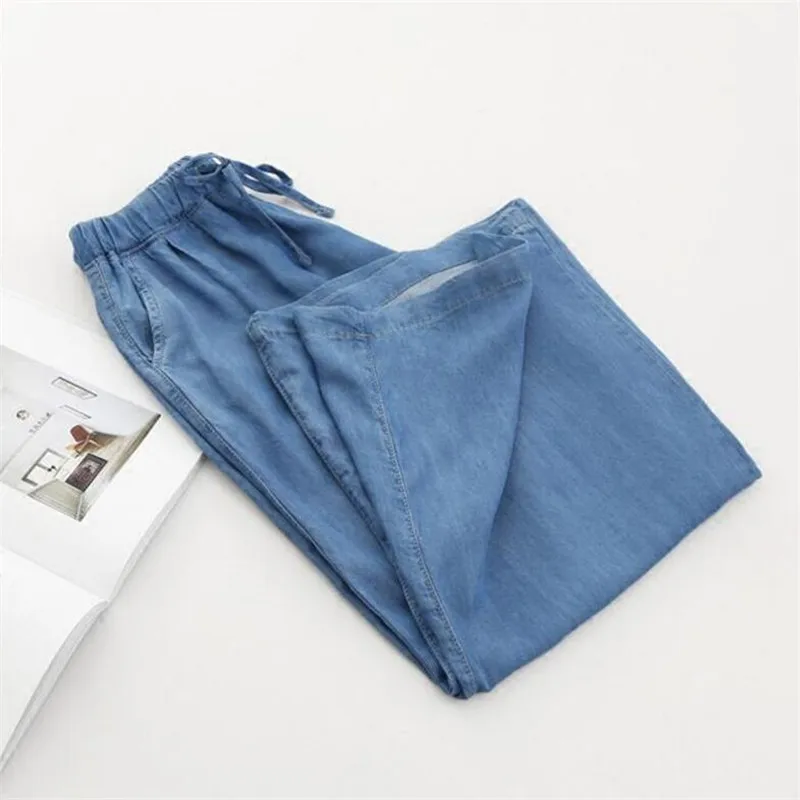 Брюки женские джинсовые с завышенной талией Модные свободные повседневные штаны