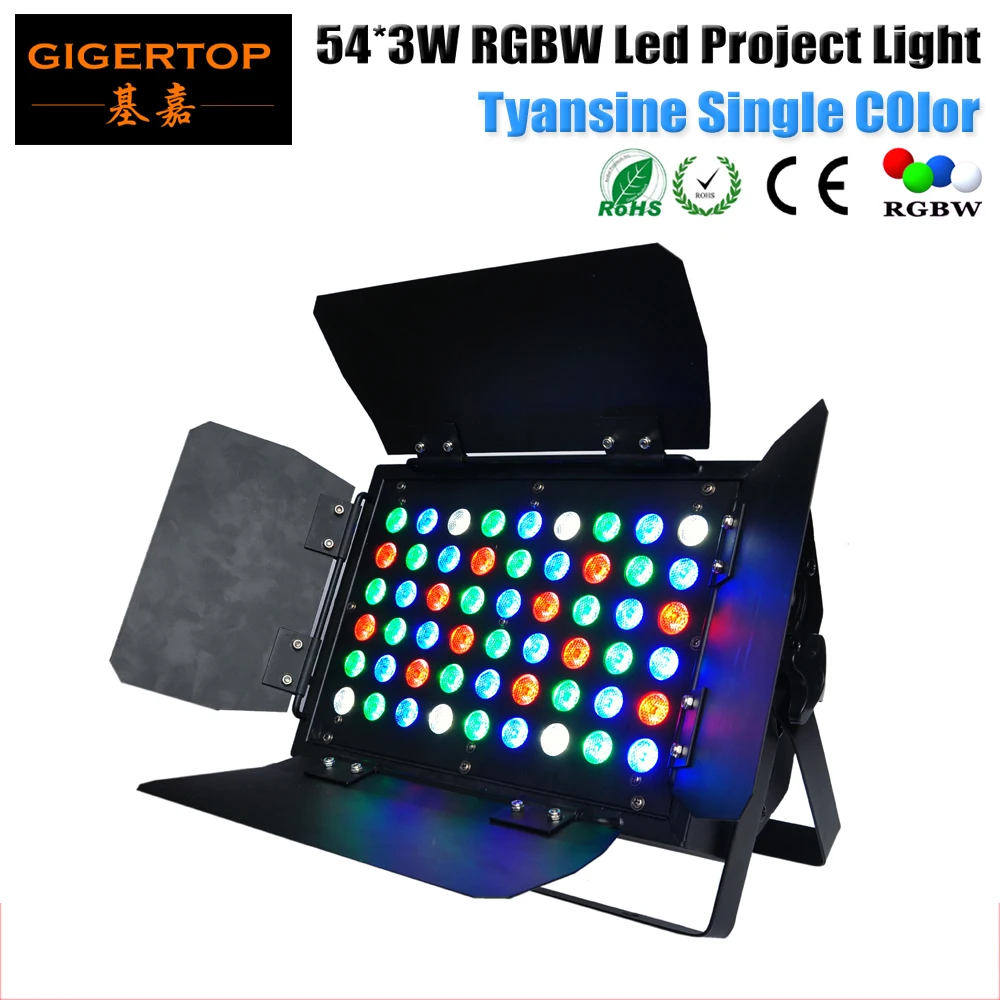 Бесплатная доставка TIPTOP 54X3W Крытый светодиодный проектный свет дизайн Barndoor RGBW