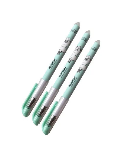 3Pcs Green 3 шт./лот 0,38 мм Kawaii стираемая гелевая ручка мультфильм животных шариковая ручка с волшебный черный/синие чернила школы и офиса - Цвет: 3Pcs Green