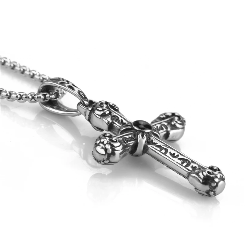 Цепочка с подвеской крестом Мужская двусторонняя цепь из нержавеющей стали в