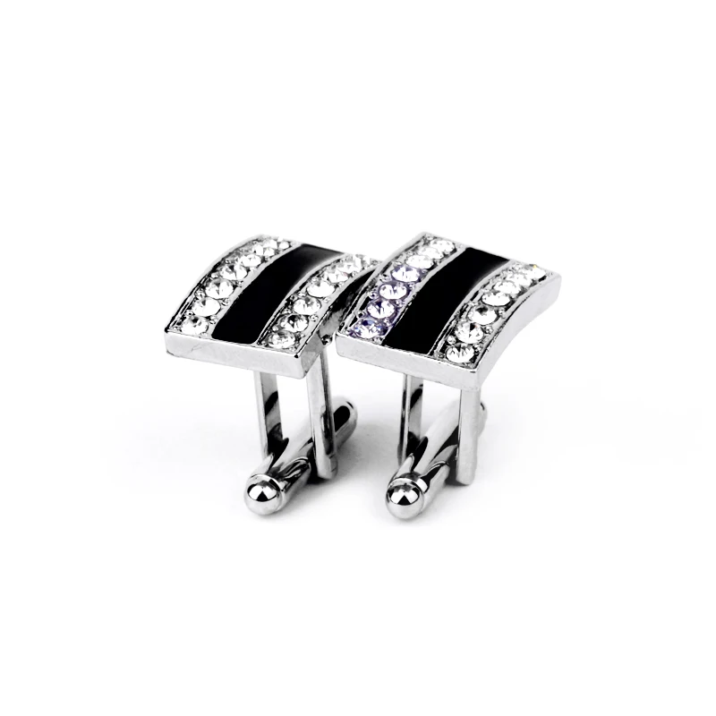 Мужской набор запонок в элегантном стиле, Свадебный деловой мужской ювелирный подарок, Модный черный брендовый браслет серебристого цвета с кнопками