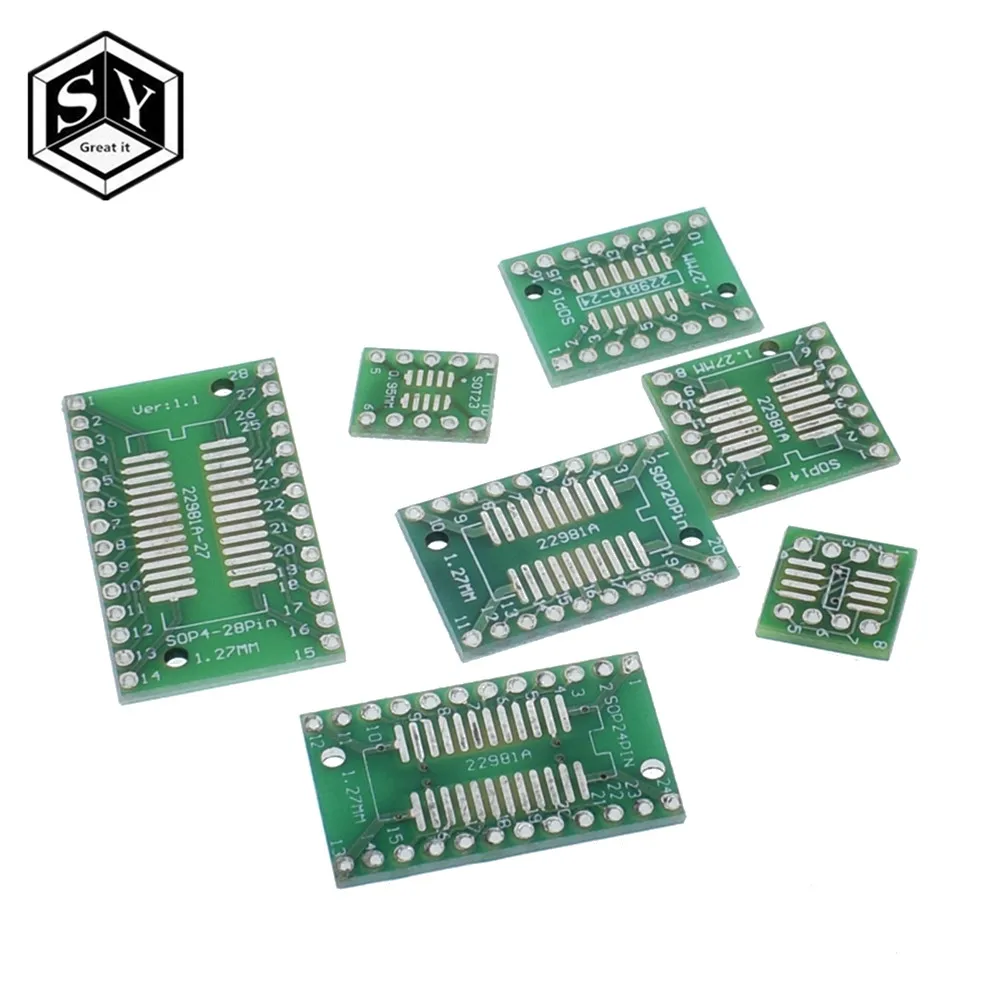 Здорово 35 шт. = 7value * 5 набором плат PCB SMD обратиться к DIP СОП MSOP SSOP TSSOP SOT23 8 10 14 16 20 24 28 SMT