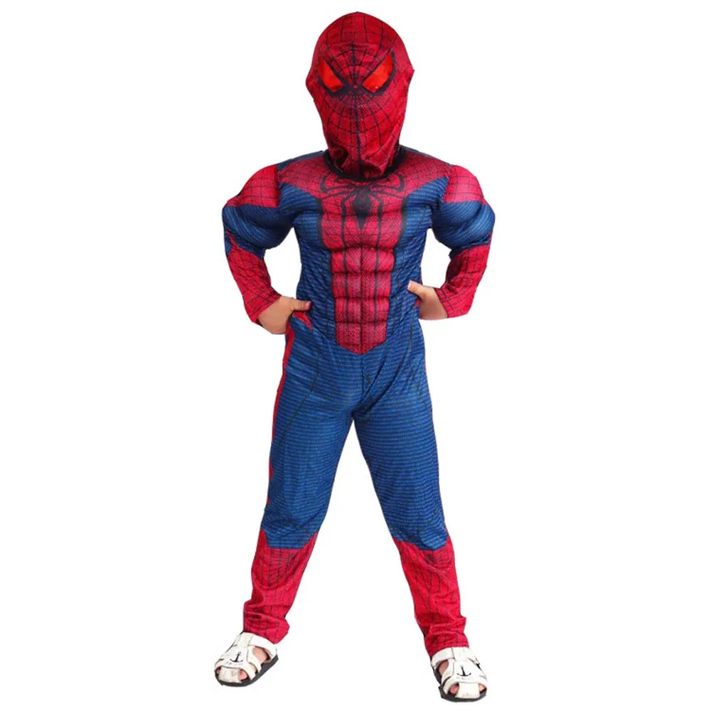 Spidermen no mask Рождественский костюм супергероя спайдермена для мальчиков, костюм Капитана Америки, Бэтмена, Халка, Мстителей, детские костюмы для костюмированной вечеринки для мальчиков - Цвет: Spidermen no mask