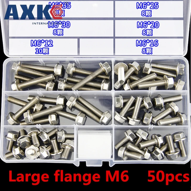 AXK 90 шт 304 нержавеющая сталь шестигранный фланец Болт Набор GB5787 маленькая