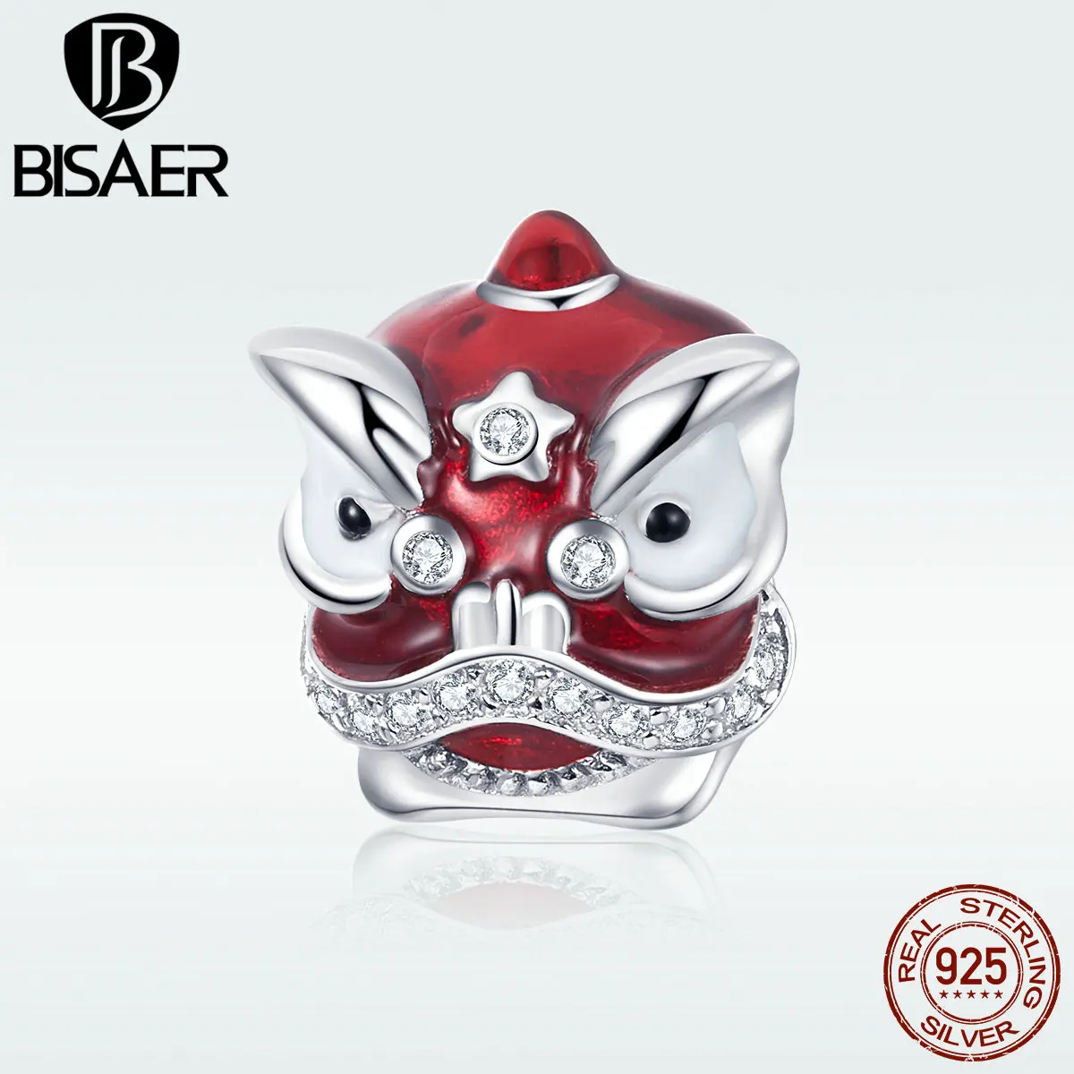 BISAER,, серебряные бусины 925 пробы, танцующий Лев, серебряные амулеты, подходят для женщин, амулеты, браслеты, сделай сам, ювелирные аксессуары EFC086